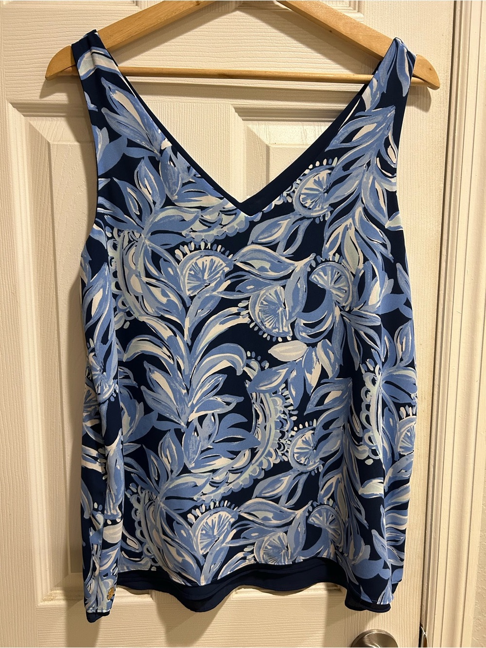Lilly Pulitzer Florin Reversible Top in High Tide Navy / You’re the Zest